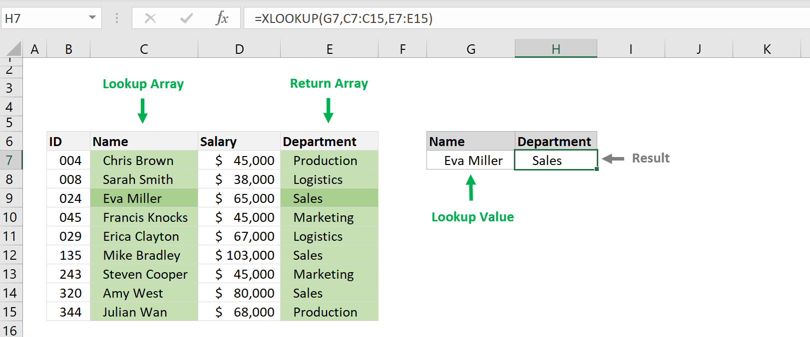 How to use the Excel XLOOKUP function